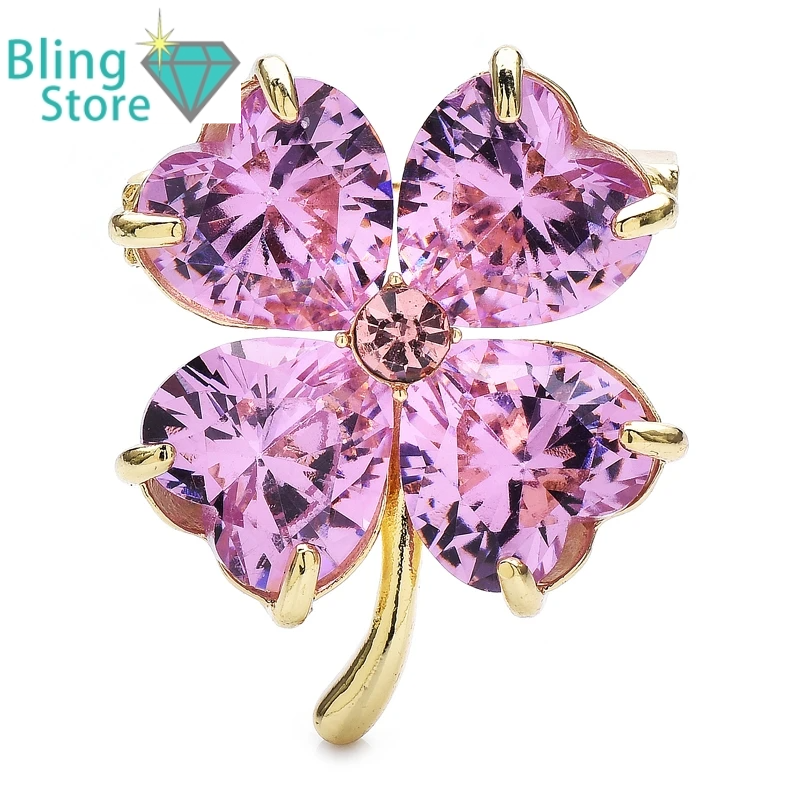 Broche Bloem Klaver in Twee Kleuren – Glanzende Elegante Speld
