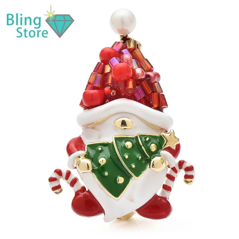 Kerst Broche Kerstman met Kristallen – Luxe Cadeau voor Vrouwen