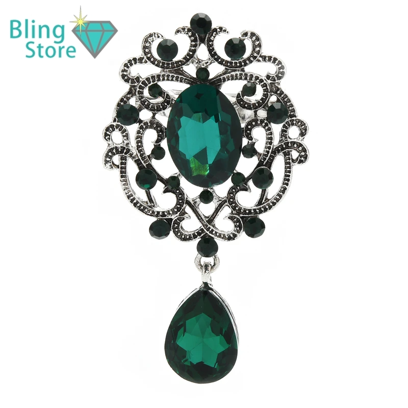 Broche Bloem met Kristallen Druppel in Vintage Paleisstijl – Elegant en Chic