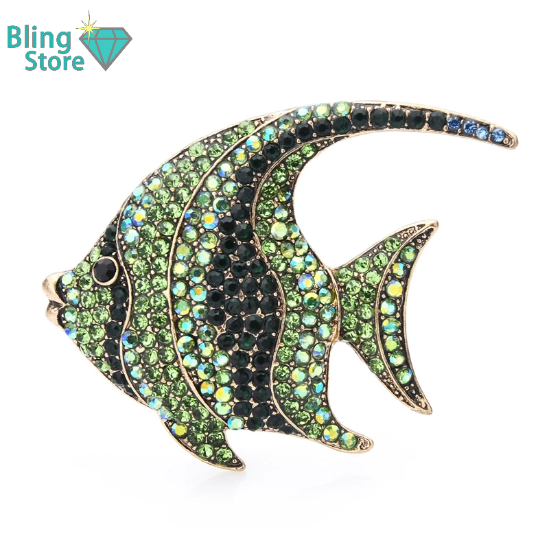 Broche dieren | Sprankelende vis broche met strass in 3 kleuren