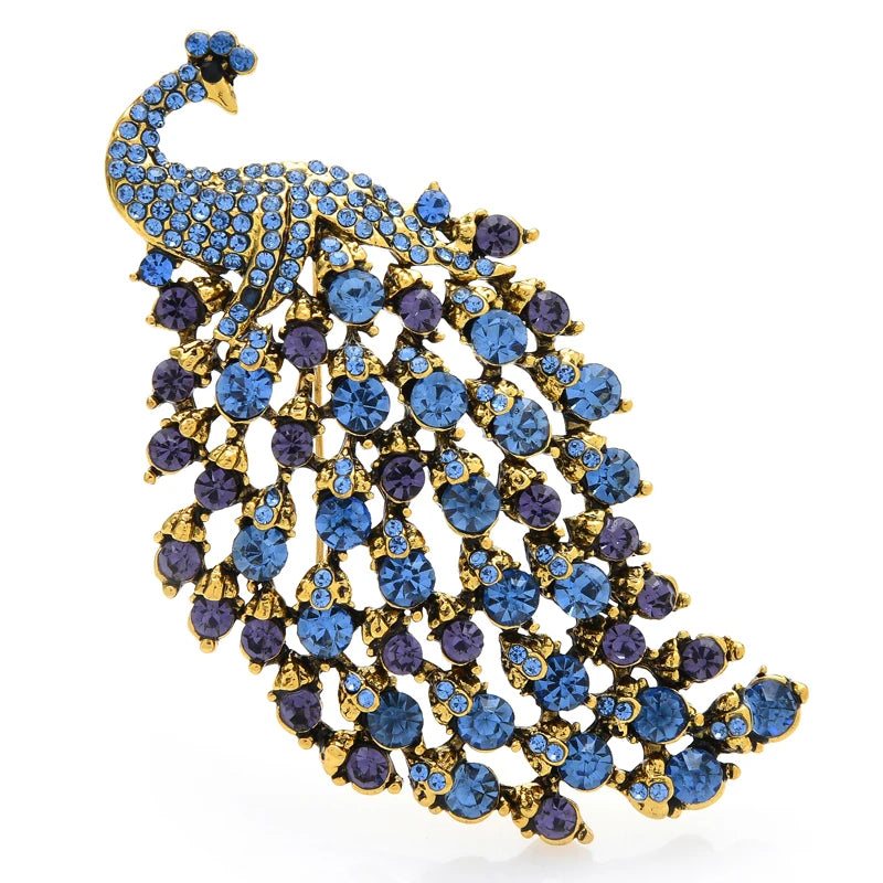 Broche Dieren | Pauw met strass stenen – elegante vogel broche voor dames