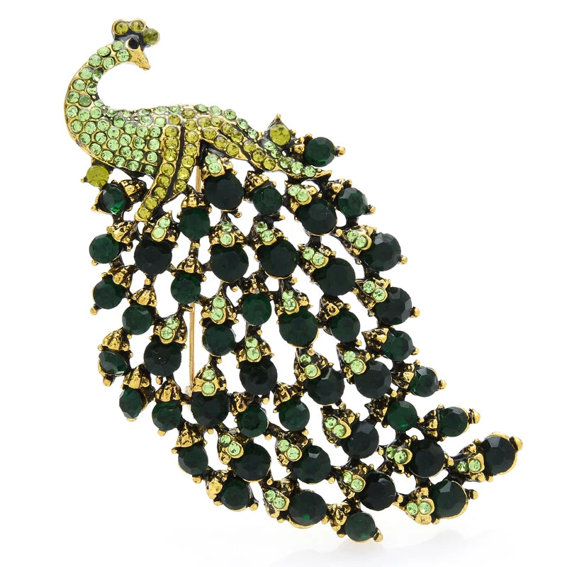 Broche Dieren | Pauw met strass stenen – elegante vogel broche voor dames