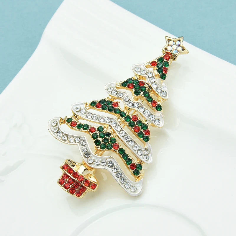Kerst Broche – Designer Kerstboom met Multicolor Strass