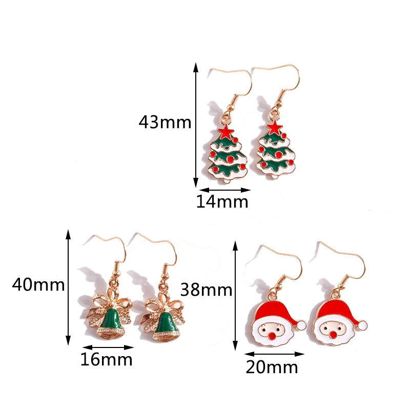 Kerst oorbellen sneeuwvlok rendier kerstboom en kerstman hangers