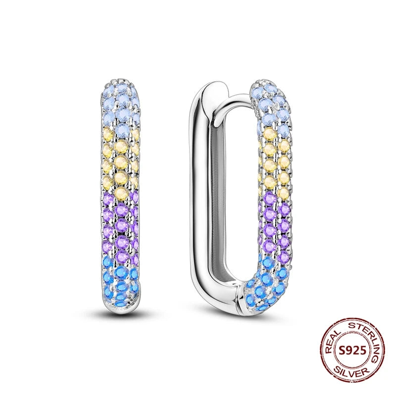 Oorbellen Regenboog Hoops van 925 Sterling Zilver met Zirconia