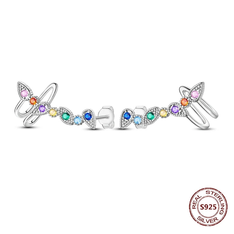 Oorbellen Regenboog Hoops van 925 Sterling Zilver met Zirconia