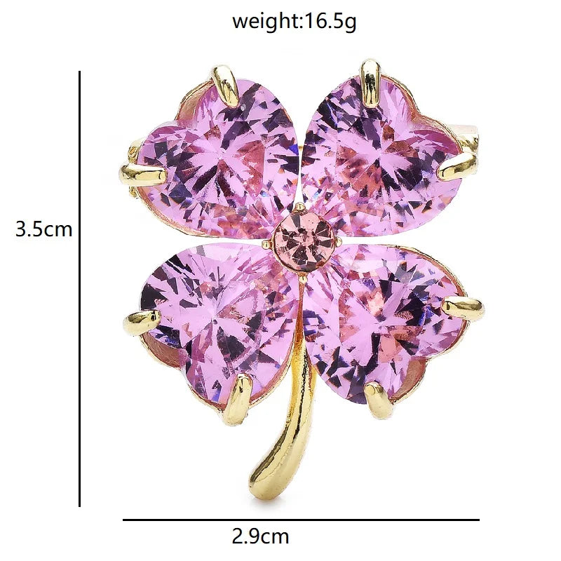 Broche Bloem Klaver in Twee Kleuren – Glanzende Elegante Speld