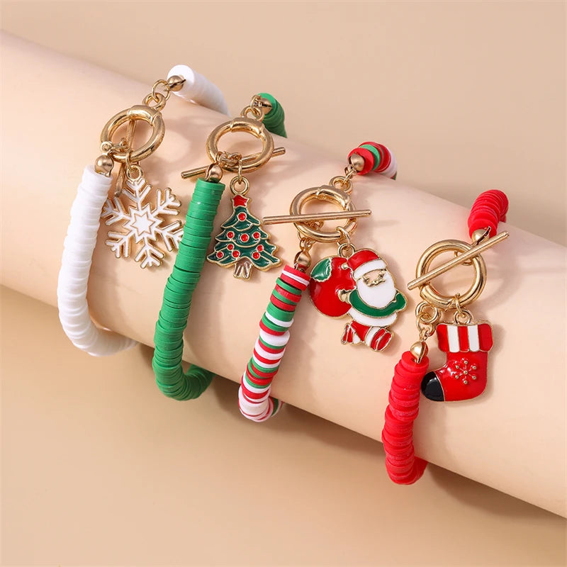 Kerst armband set met bohemian kralen en kerstbedels voor dames