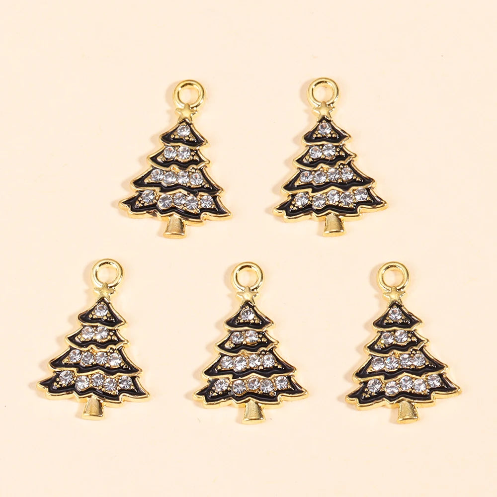 Kerst hangers zirkonia kerstboom bedels voor sieraden en cadeaus - 10 stuks