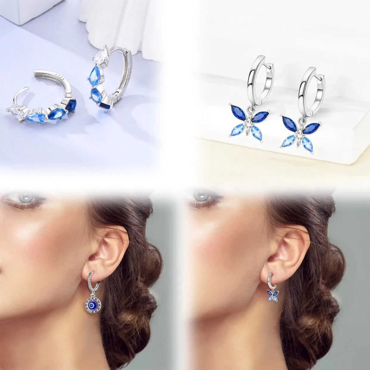 Oorbellen met Ster en Maan – Blauwe Vlinder en Olifant Design