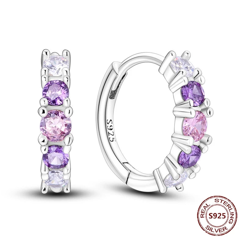 Oorbellen Regenboog Hoops van 925 Sterling Zilver met Zirconia