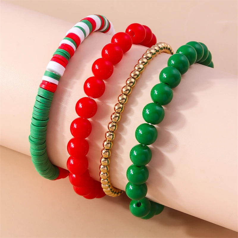 Kerst armband set met bohemian kralen en kerstbedels voor dames