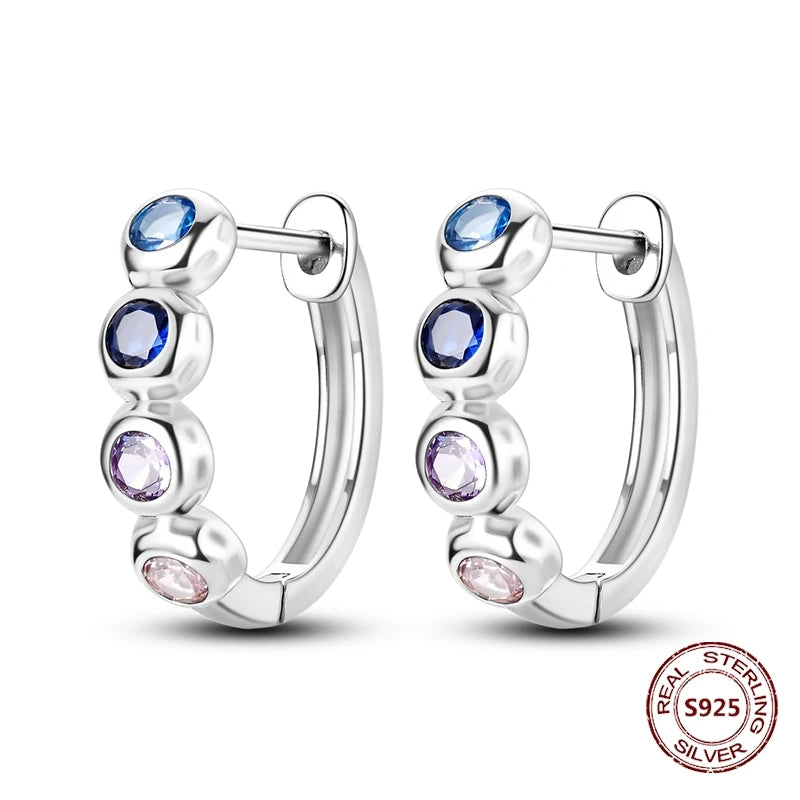 Oorbellen Regenboog Hoops van 925 Sterling Zilver met Zirconia