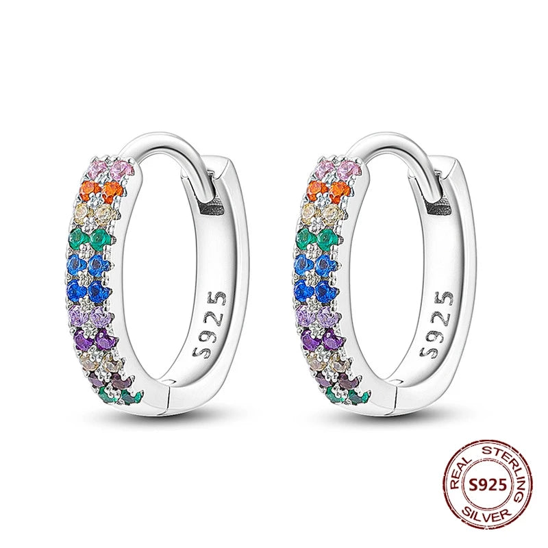 Oorbellen Regenboog Hoops van 925 Sterling Zilver met Zirconia