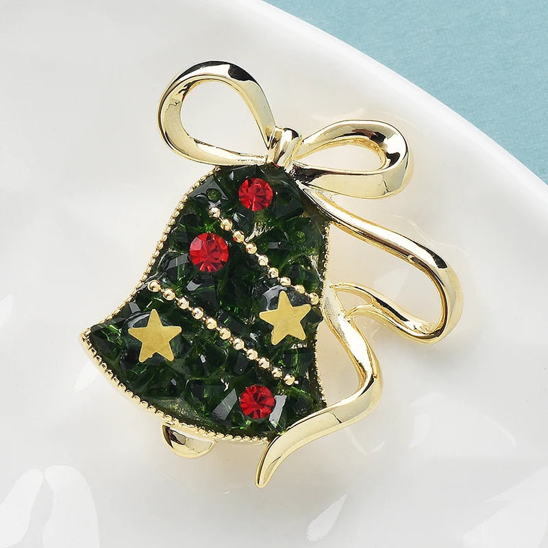 Kerst Broche met Kristallen Jingle Bell voor Feest en Kantoor