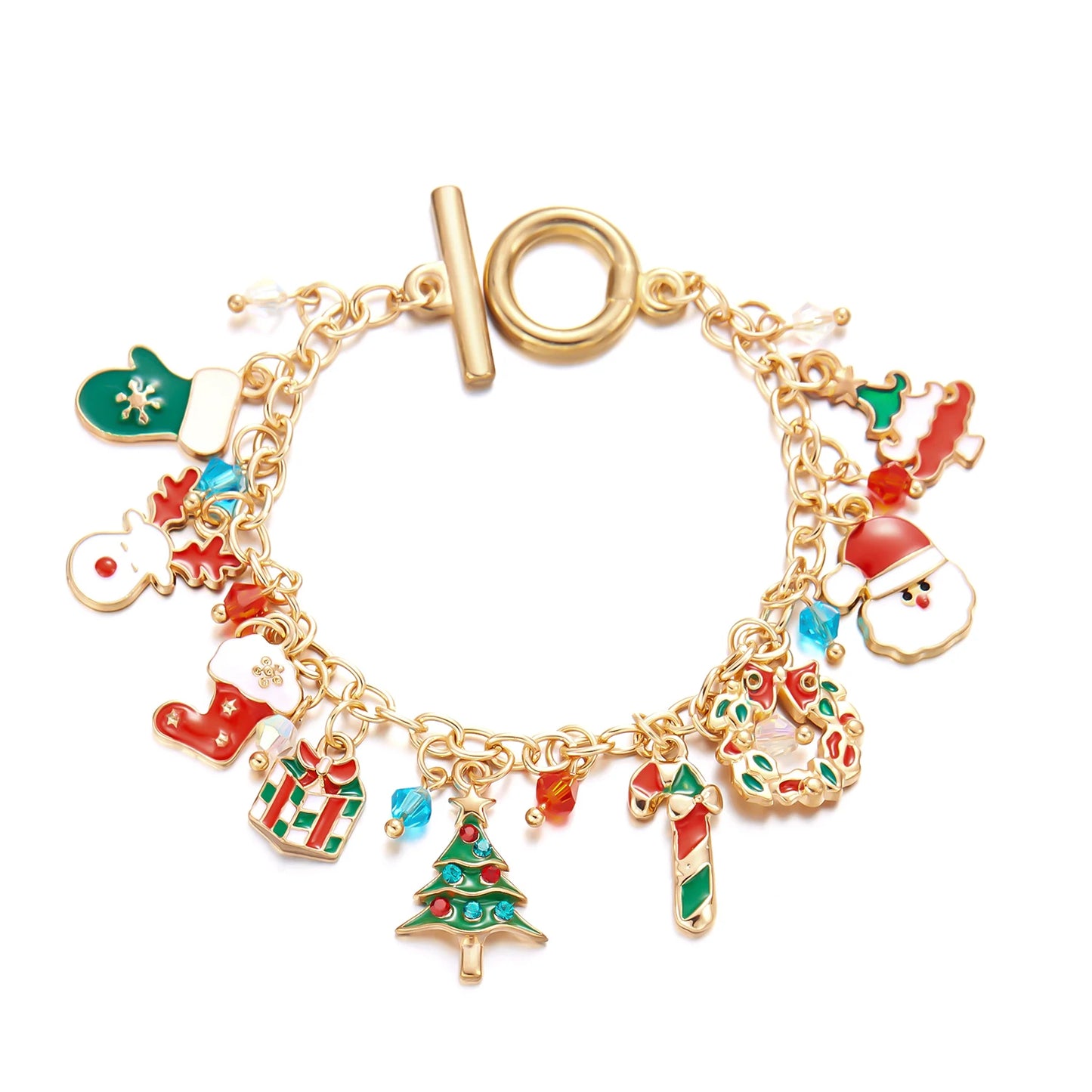 Kerst armband met kerstman, boom en rendier bedels voor dames