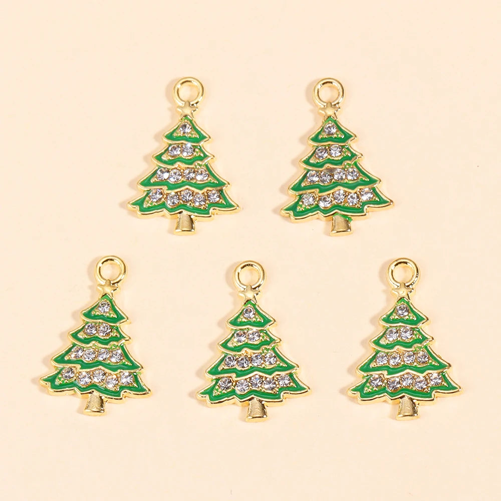 Kerst hangers zirkonia kerstboom bedels voor sieraden en cadeaus - 10 stuks