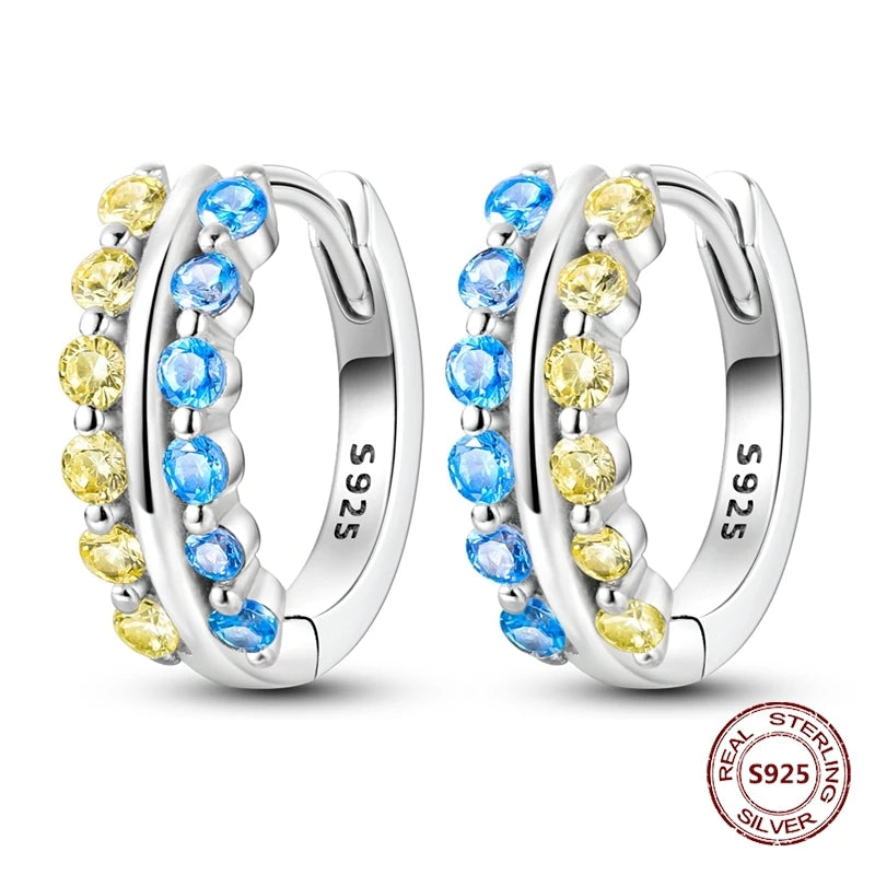 Oorbellen Regenboog Hoops van 925 Sterling Zilver met Zirconia