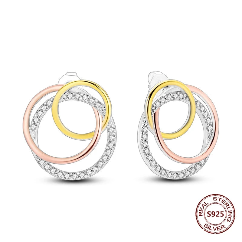 Oorbellen Rose Goud Maan en Ster Hoops met Hartjes Hangers