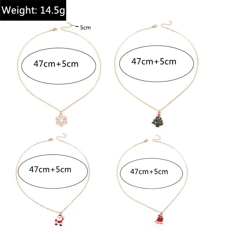 Kerst ketting met kerstboom, kerstman en belletjes hanger – feestelijke sieraden voor dames