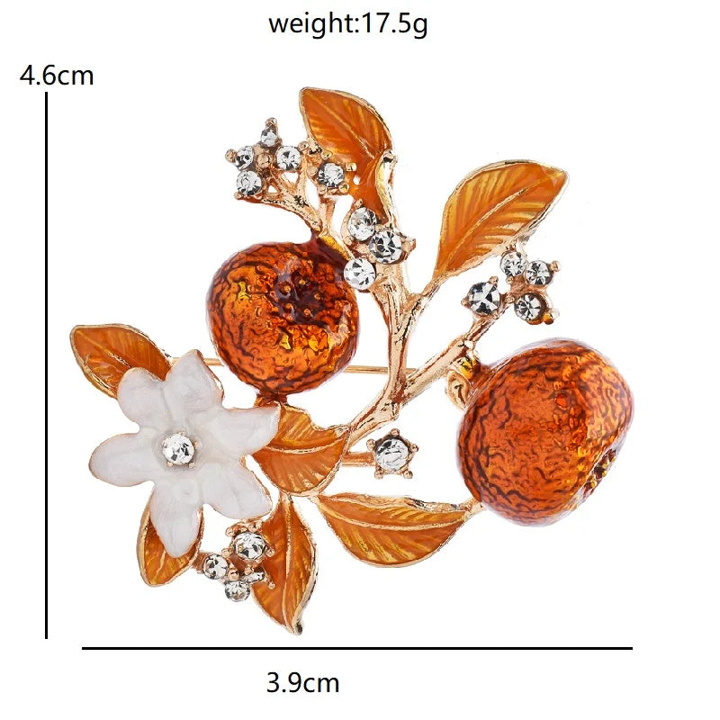 Broche Bloem Oranje Emaille – Vrouwelijke Bloemvormige Speld voor Feest & Kantoor