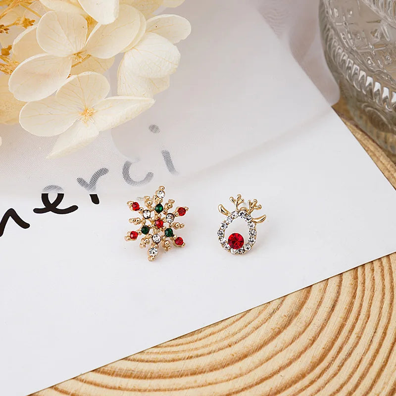 Kerst oorbellen sneeuwvlok met kristal – elegante feestelijke sieraden voor dames