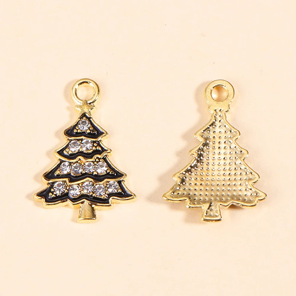 Kerst hangers zirkonia kerstboom bedels voor sieraden en cadeaus - 10 stuks