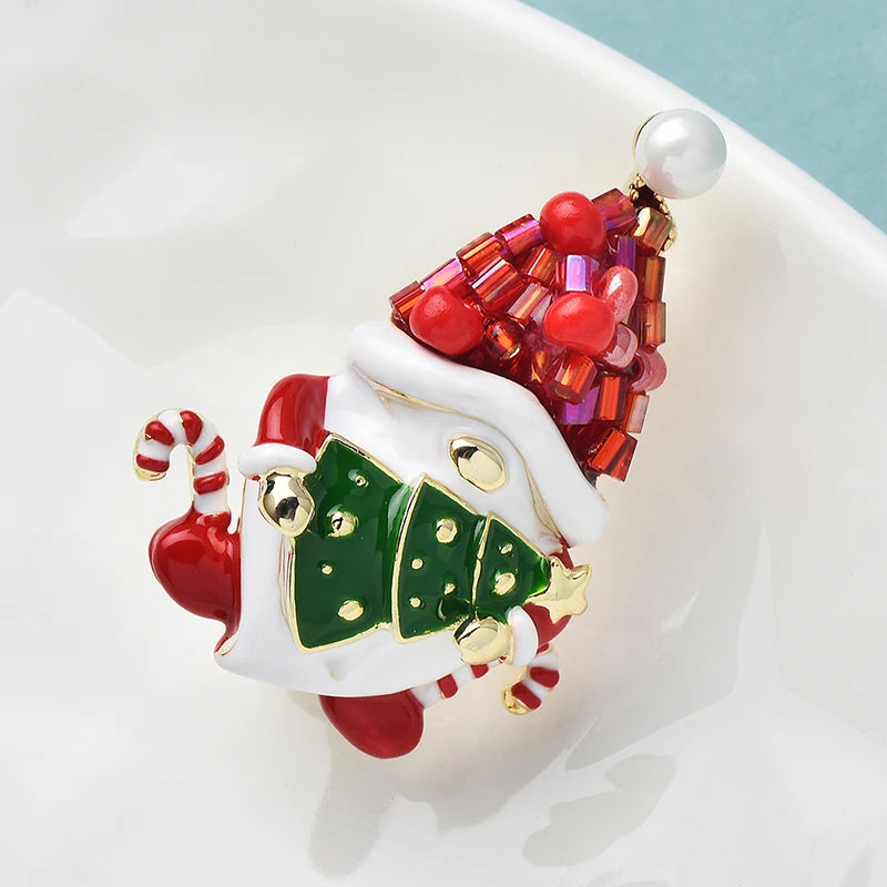 Kerst Broche Kerstman met Kristallen – Luxe Cadeau voor Vrouwen