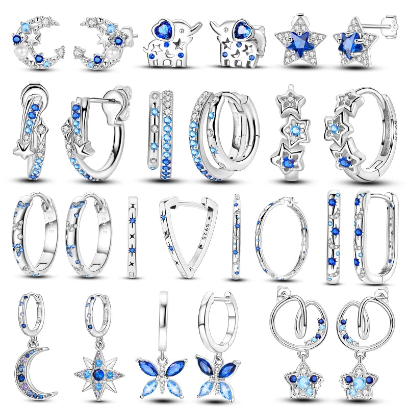 Oorbellen met Ster en Maan – Blauwe Vlinder en Olifant Design