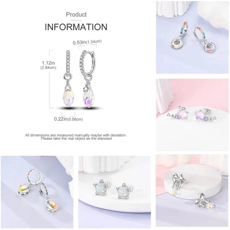 Oorbellen Regenboog Hoops van 925 Sterling Zilver met Zirconia