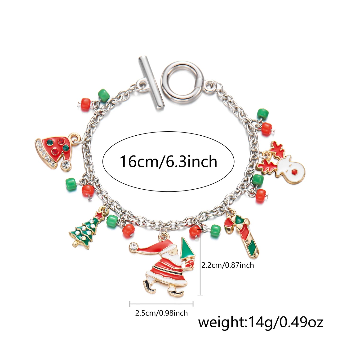 Kerst armband met kerstman, boom en rendier bedels voor dames