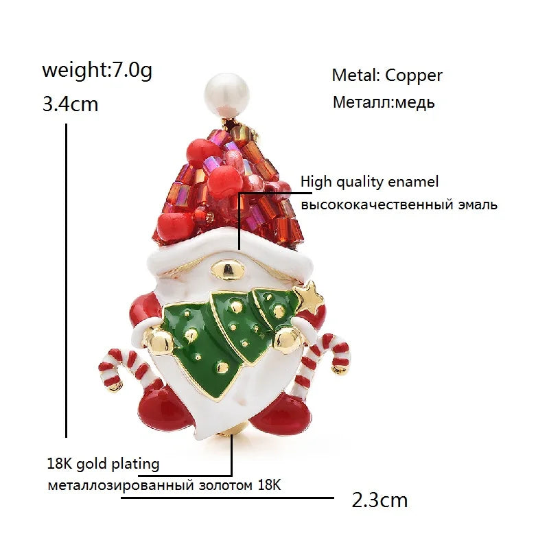 Kerst Broche Kerstman met Kristallen – Luxe Cadeau voor Vrouwen