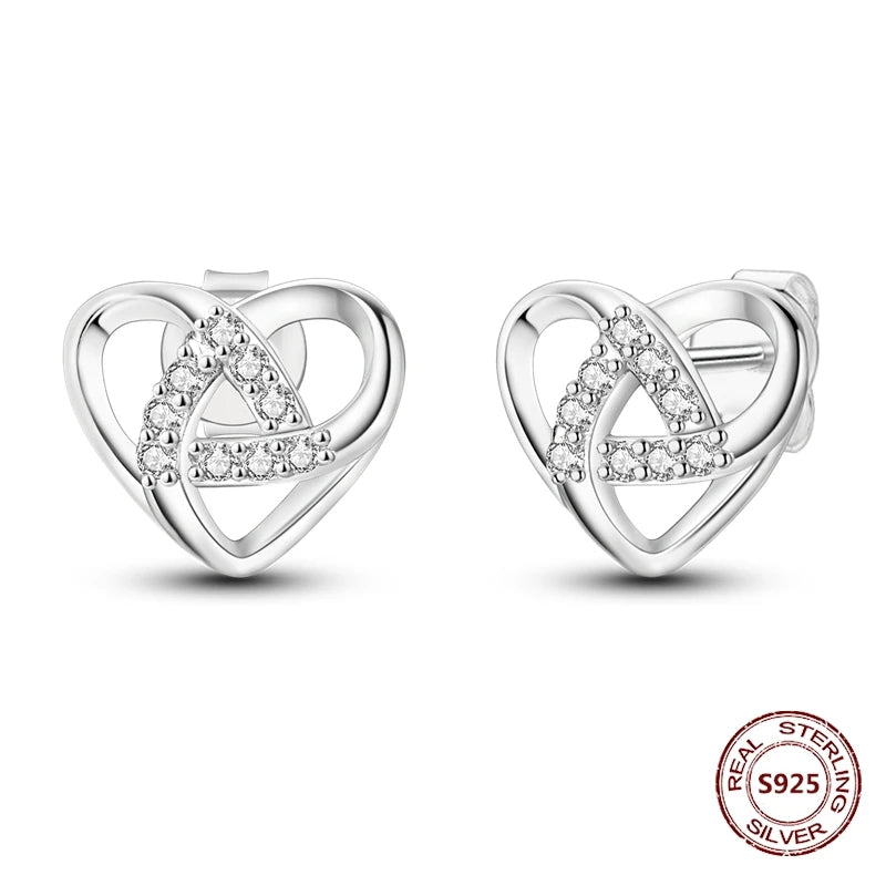 Oorbellen Hartvormig Zilver met Zirkoon en Roze Accenten