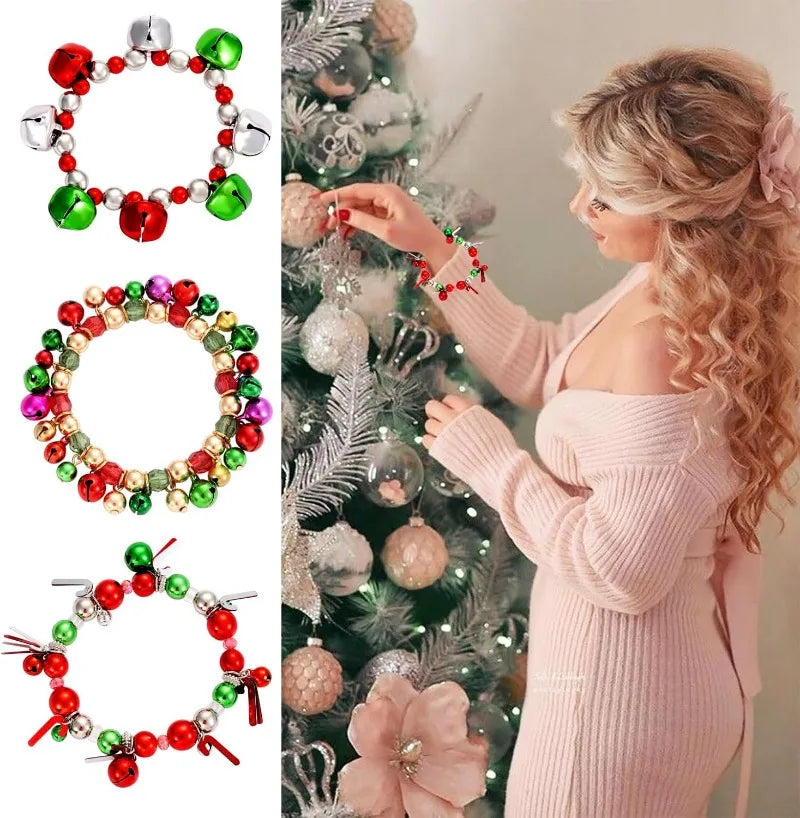 Kerst armbanden set met kralen en belletjes – feestelijke sieraden