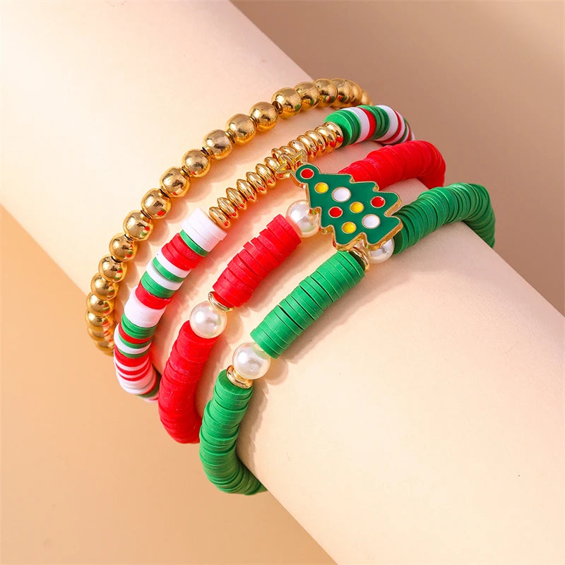 Kerst armband set met bohemian kralen en kerstbedels voor dames