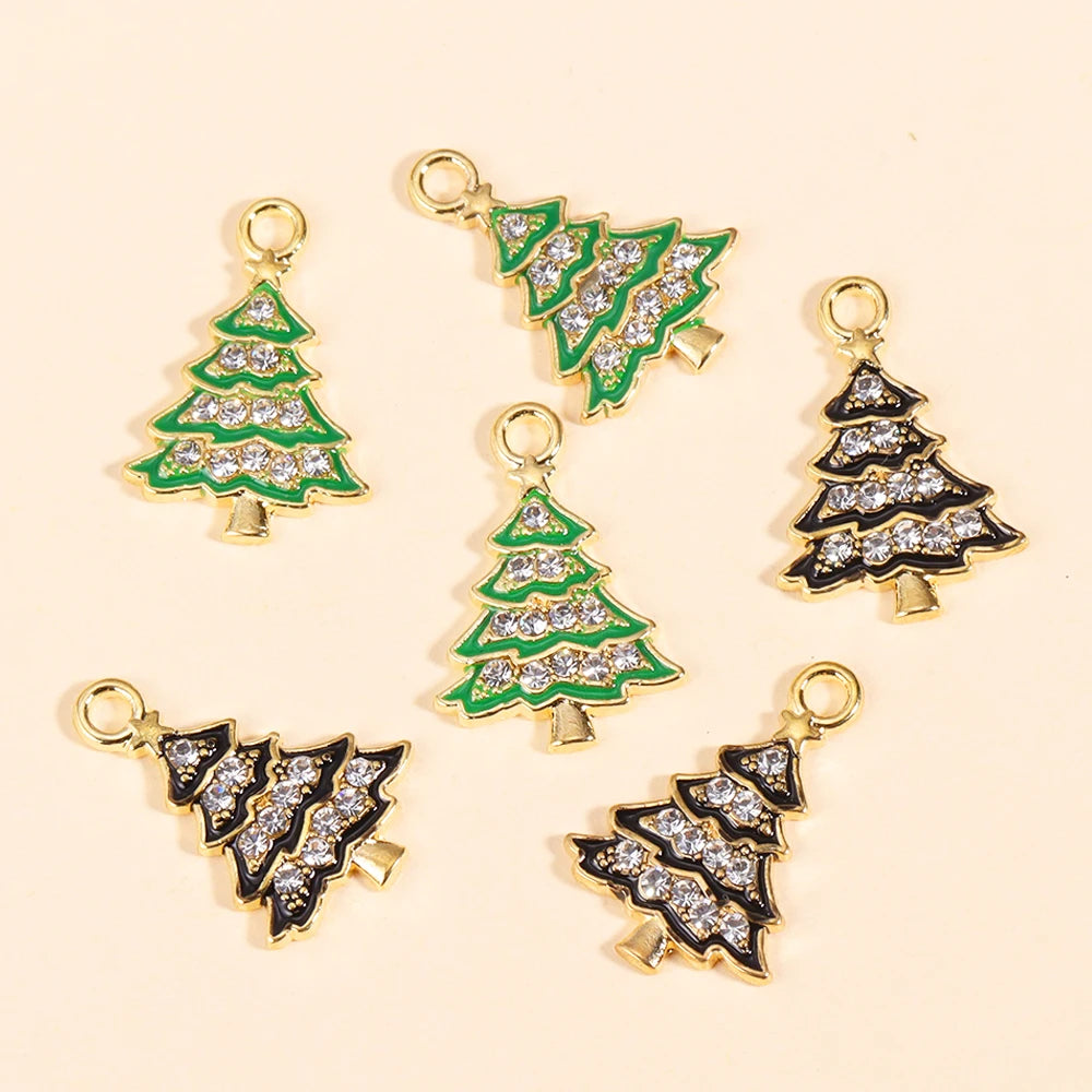 Kerst hangers zirkonia kerstboom bedels voor sieraden en cadeaus - 10 stuks
