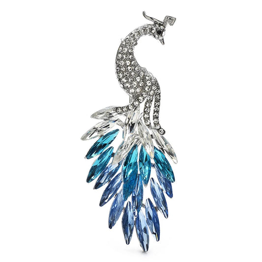 Broche dieren | pauw – sprankelende glazen broche voor jurk of colbert
