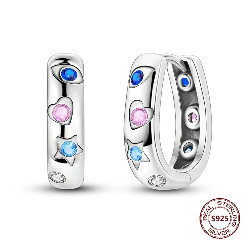 Oorbellen Regenboog Hoops van 925 Sterling Zilver met Zirconia