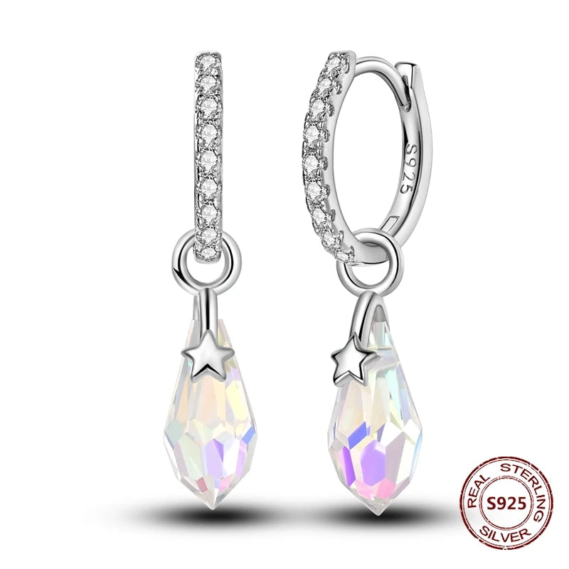 Oorbellen Regenboog Hoops van 925 Sterling Zilver met Zirconia