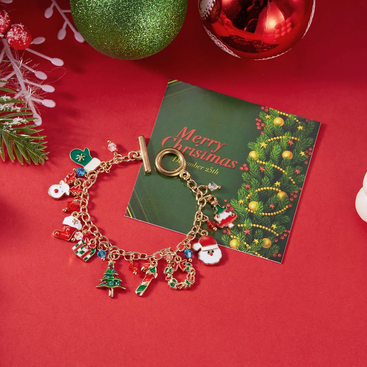 Kerst armband met kerstman, boom en rendier bedels voor dames