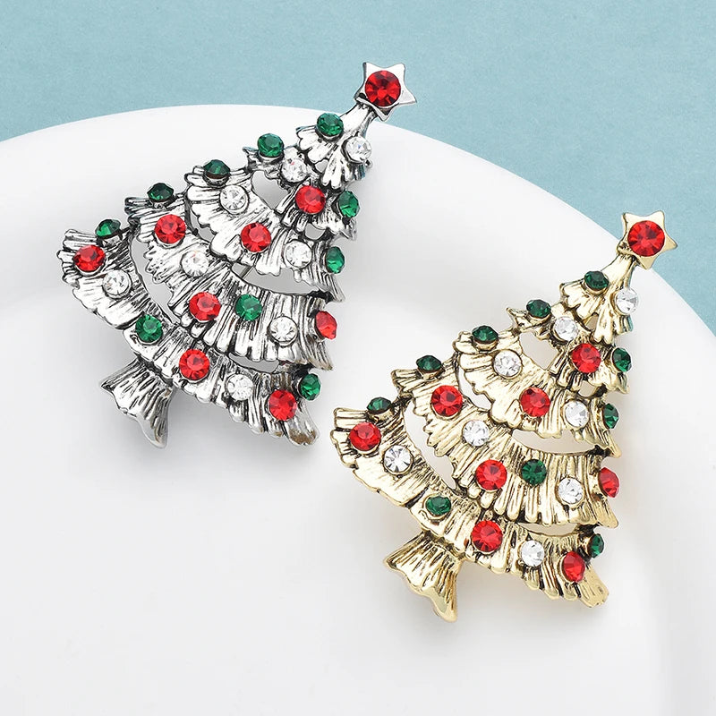 Kerst Broche Vintage Kerstboom in Twee Kleuren voor Feestelijke Sfeer