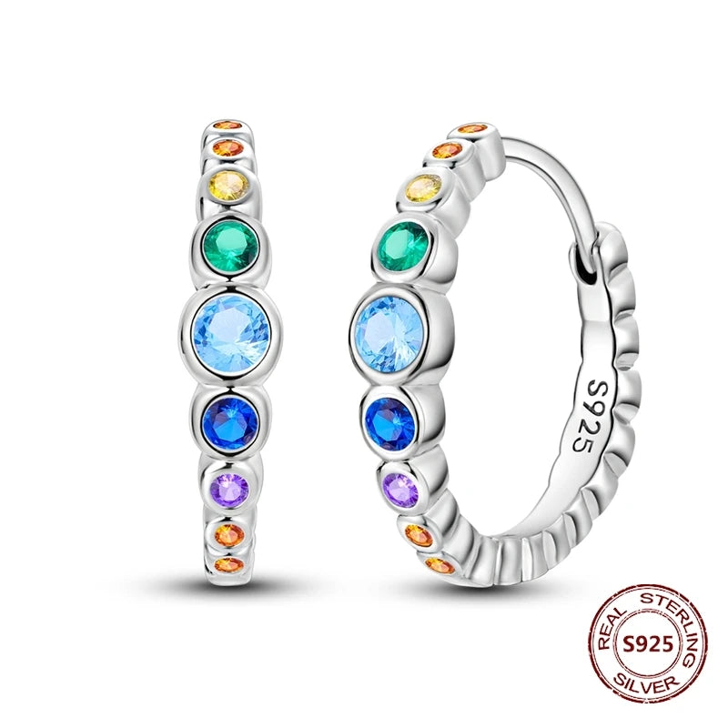 Oorbellen Regenboog Hoops van 925 Sterling Zilver met Zirconia