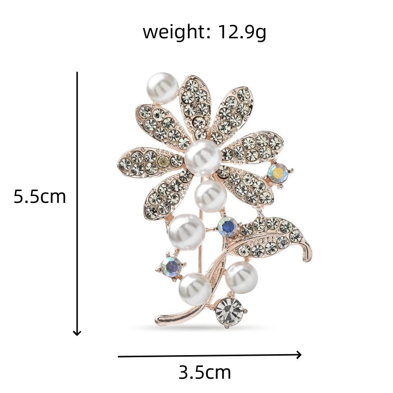 Broche Bloem met Parel en Blad – Elegante Speld voor Jas of Tas