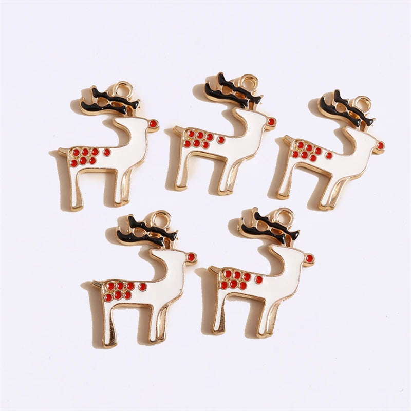 Kerst hanger/bedel voor ketting of armband – Emaille rendier kerstcollectie - 20 stuks