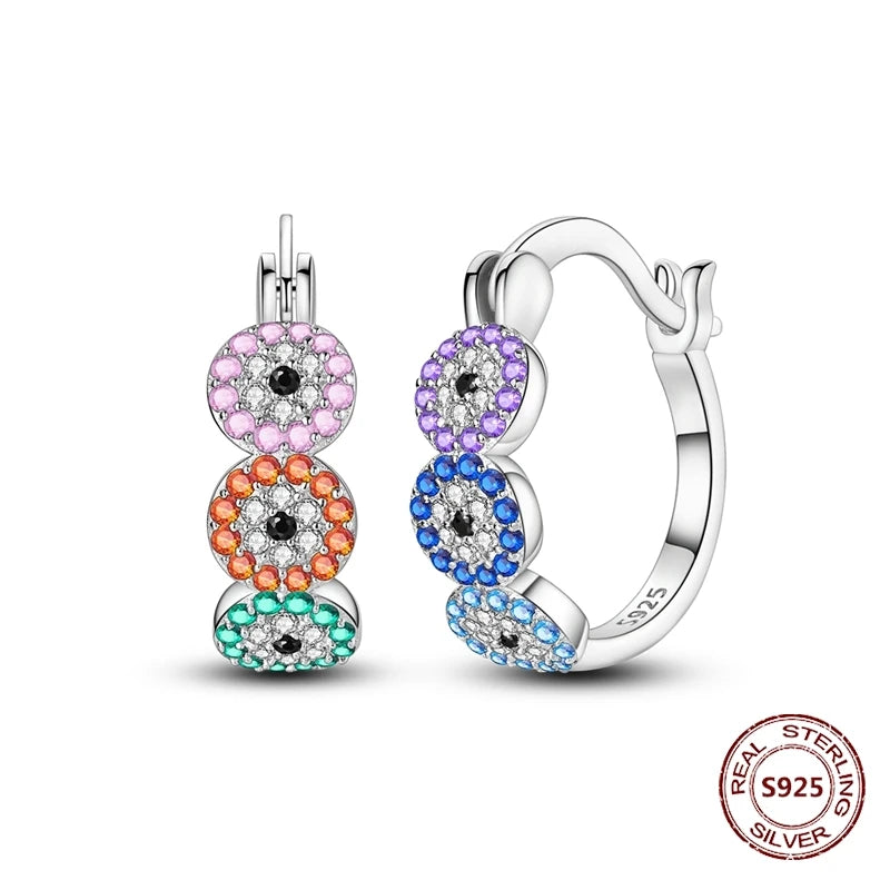 Oorbellen Regenboog Hoops van 925 Sterling Zilver met Zirconia
