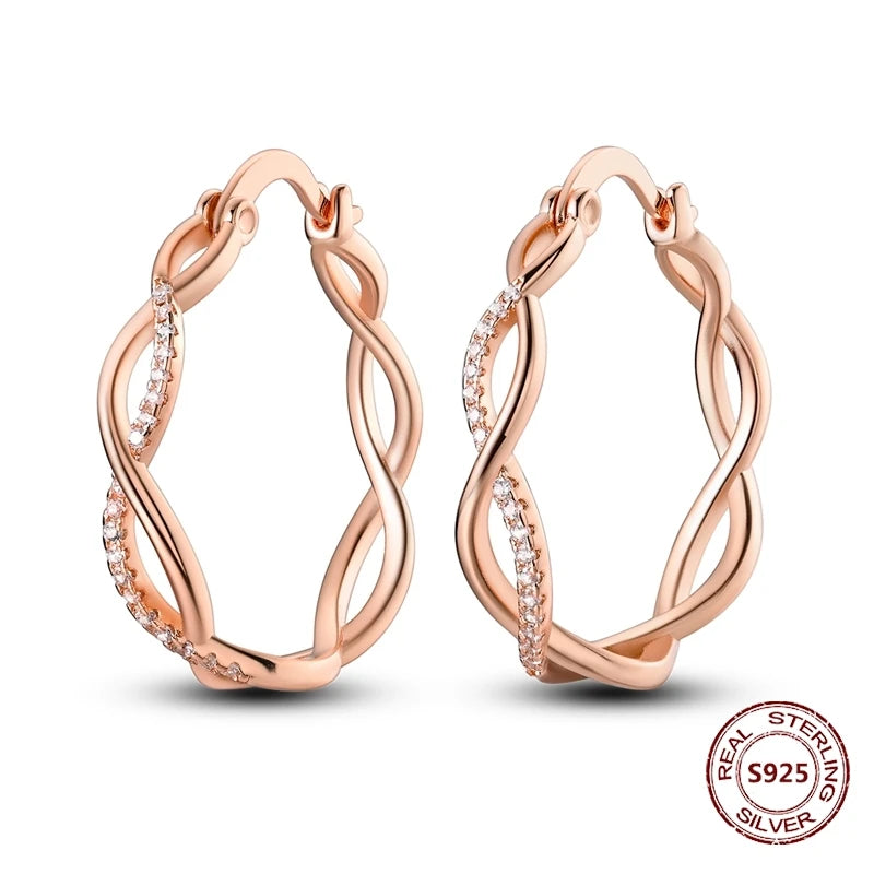 Oorbellen Rose Goud Maan en Ster Hoops met Hartjes Hangers