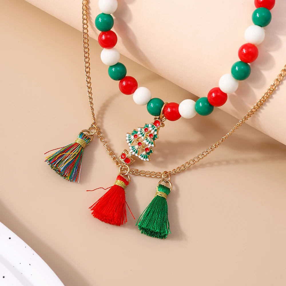 Kerst ketting met kralen – feestelijke choker voor dames en meisjes - diverse varianten