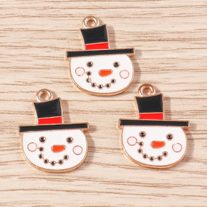 Kerst hanger/bedel voor ketting of armband – Vrolijke kerstman emaille charms set - 10 stuks