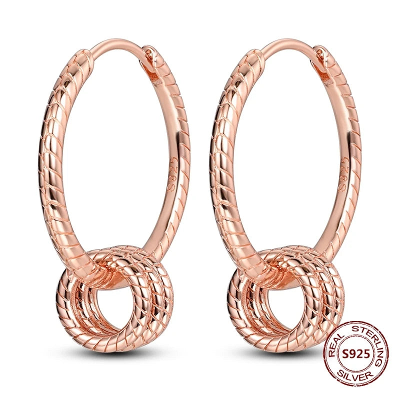 Oorbellen Rose Goud Maan en Ster Hoops met Hartjes Hangers
