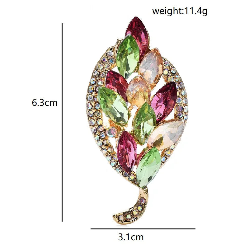 Broche Bloem Multicolor Bladmotief – Elegante Speld voor Feest & Kantoor
